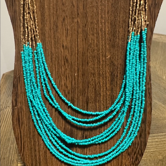Chico’s Turquoise Multi-Strand Beaded Necklace  (BR444) - Picture 4 of 9